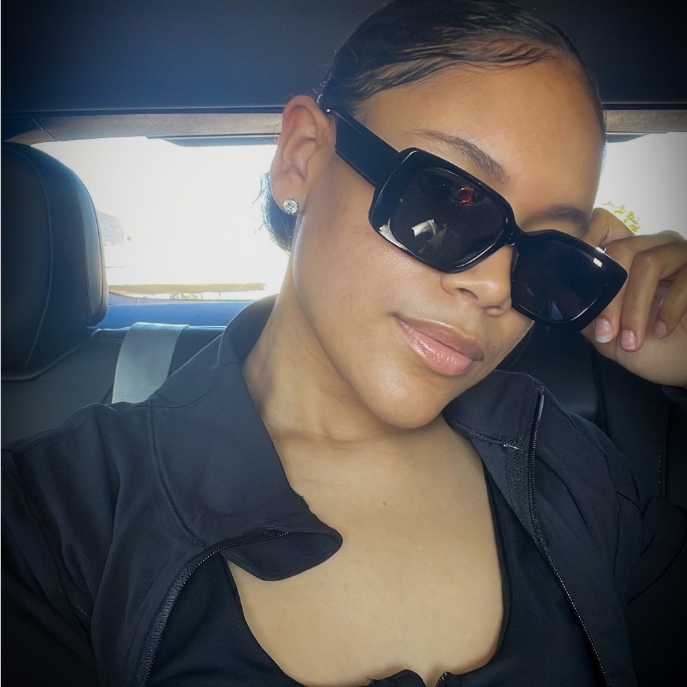 Ruby Black Rectangle Acetate Sunglasses